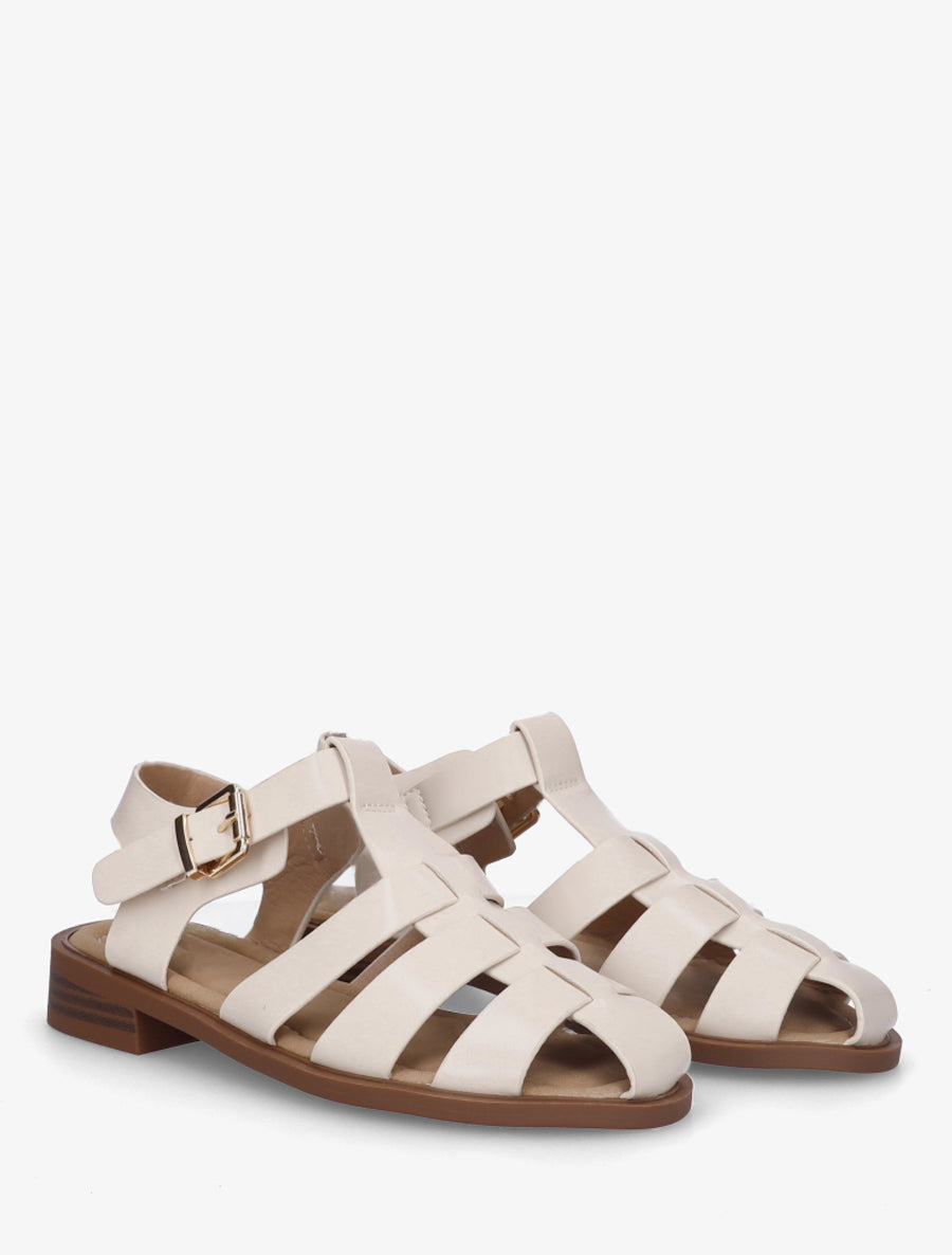 Sandales en simili à boucle - Beige - 4