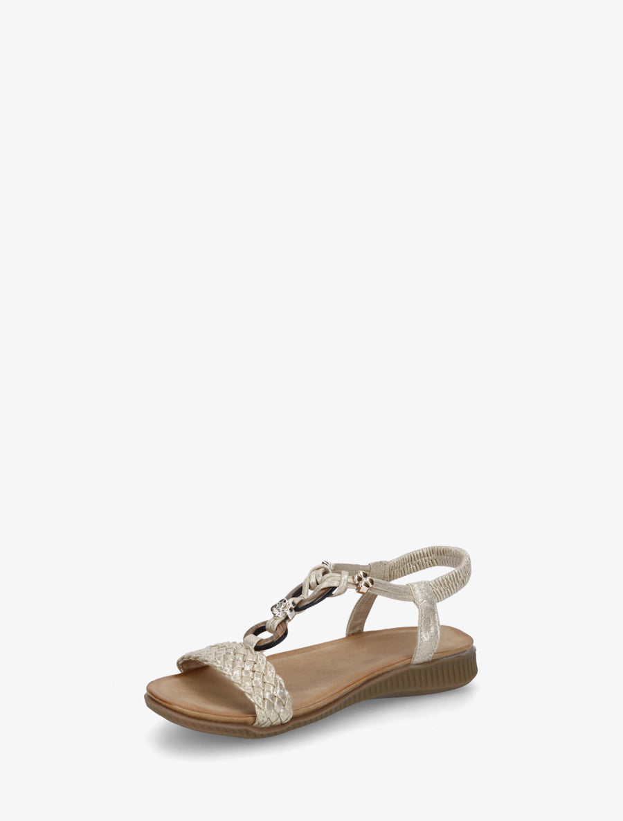 Nu-pieds à empiècement bijoux - Or - 3
