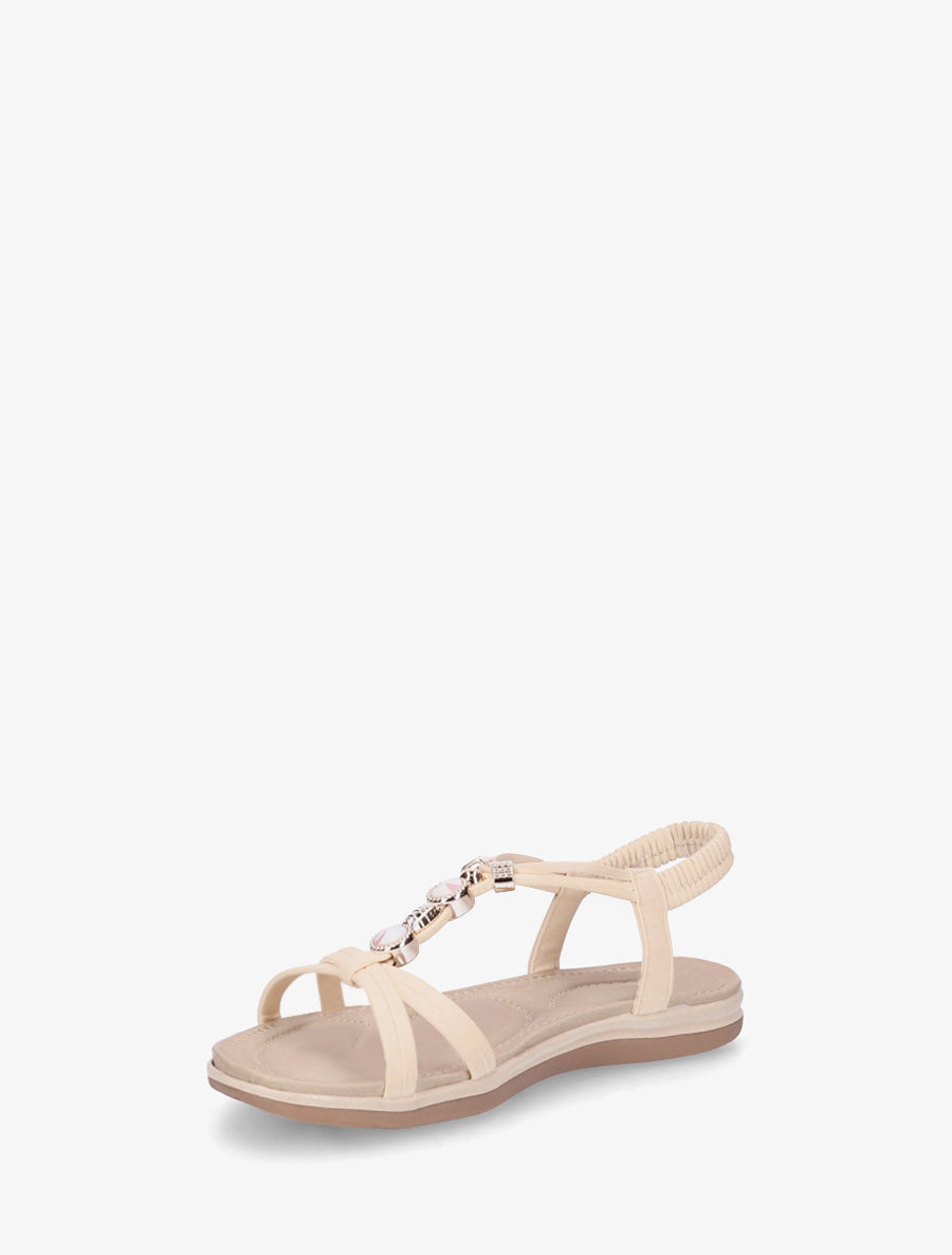 Nu-pieds à tour de cheville élastiquée - Beige - 3