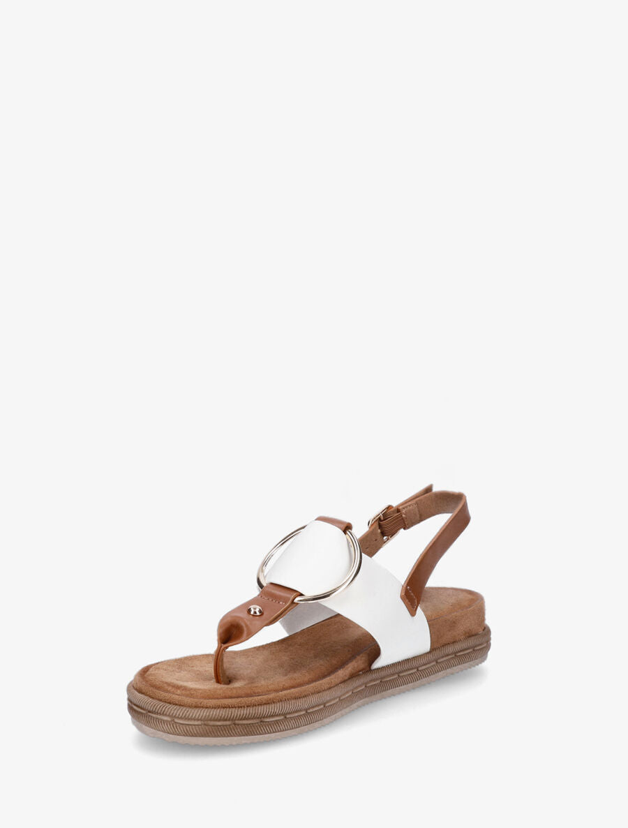 Nu-pieds en simili à anneau - Blanc - 4