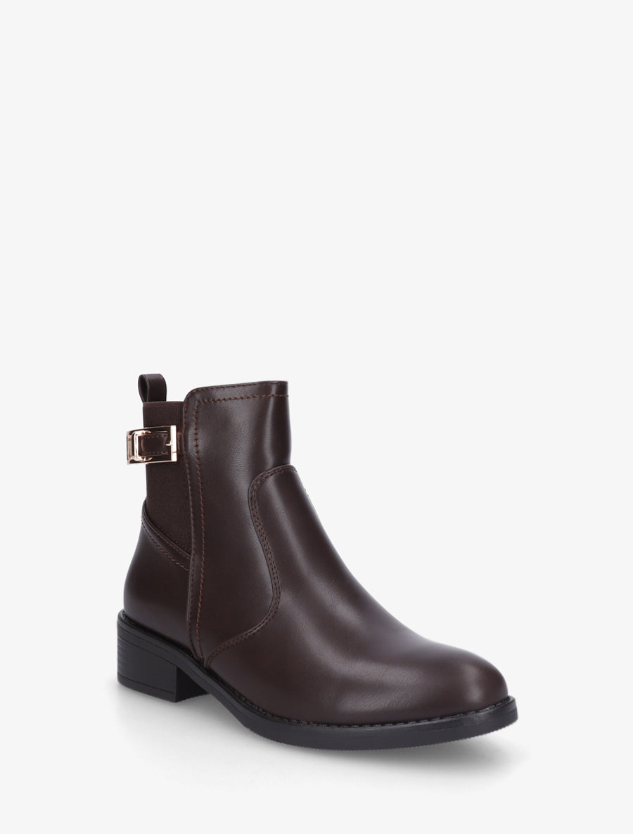 Bottines élastiquées en simili - Marron - 2