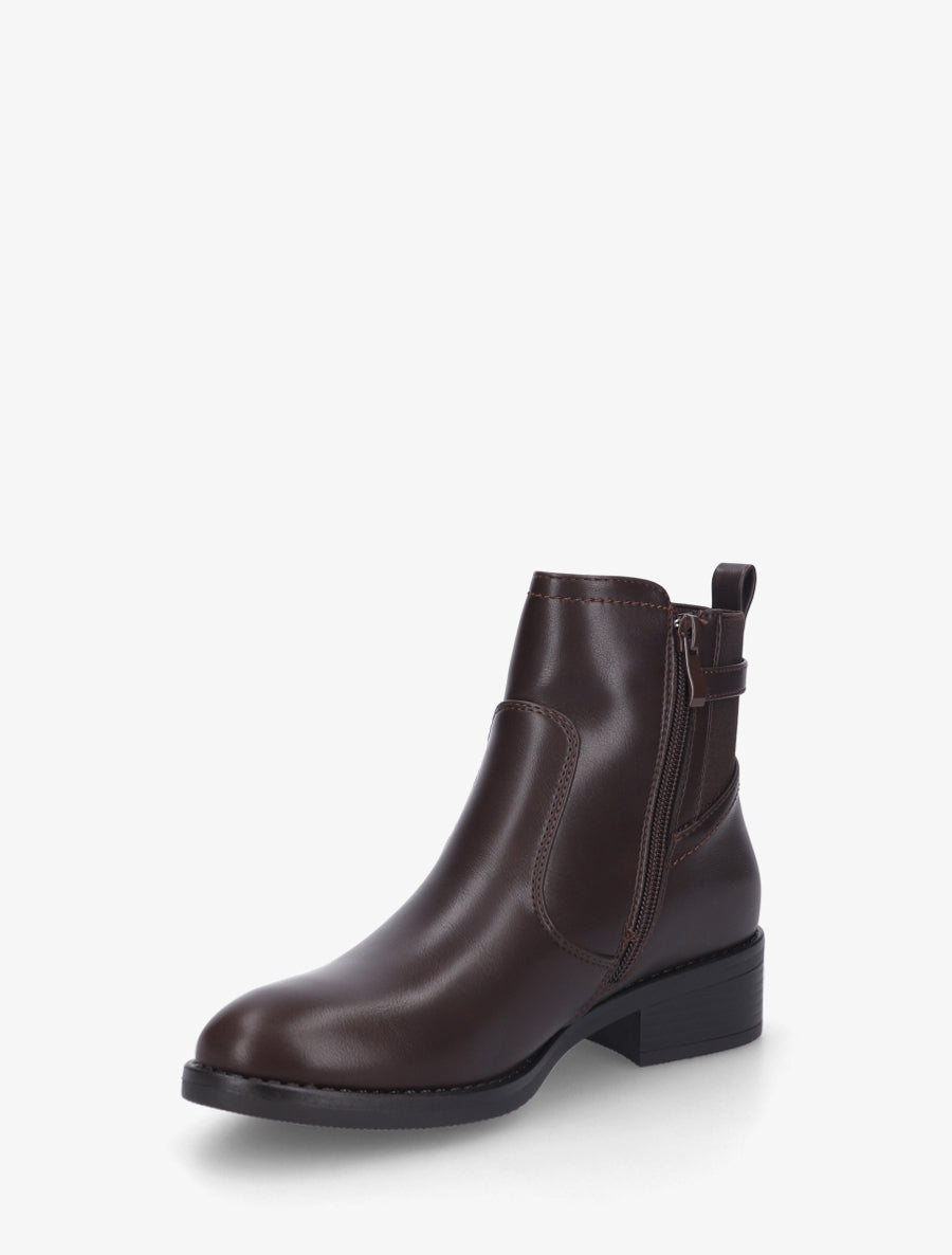 Bottines élastiquées en simili - Marron - 3