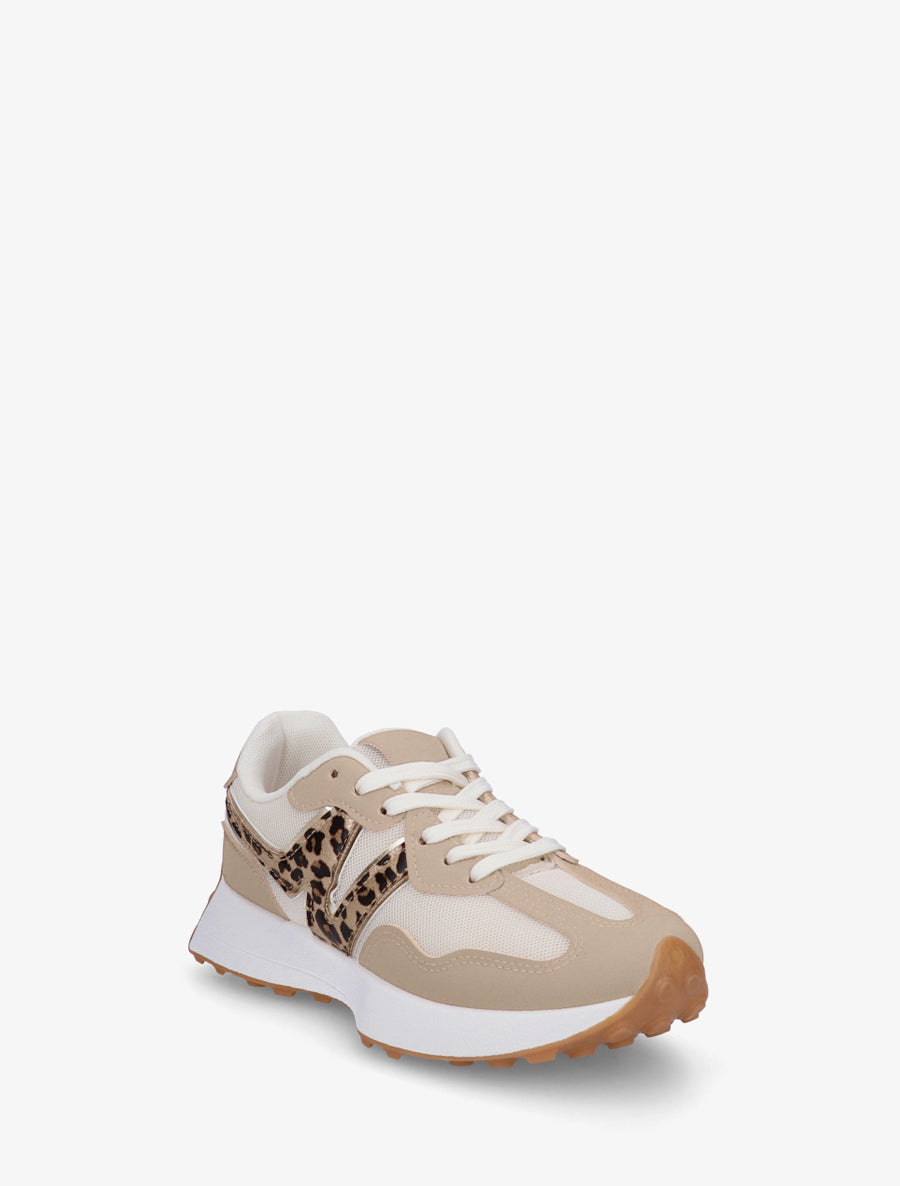 Baskets à empiècement en toile et effet nubuck - Taupe - 2