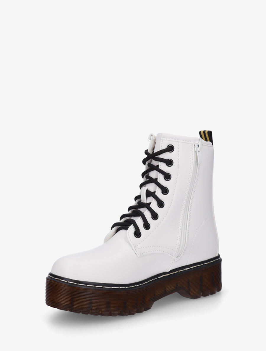 Boots style rangers à semelle crantée - Blanc - 3