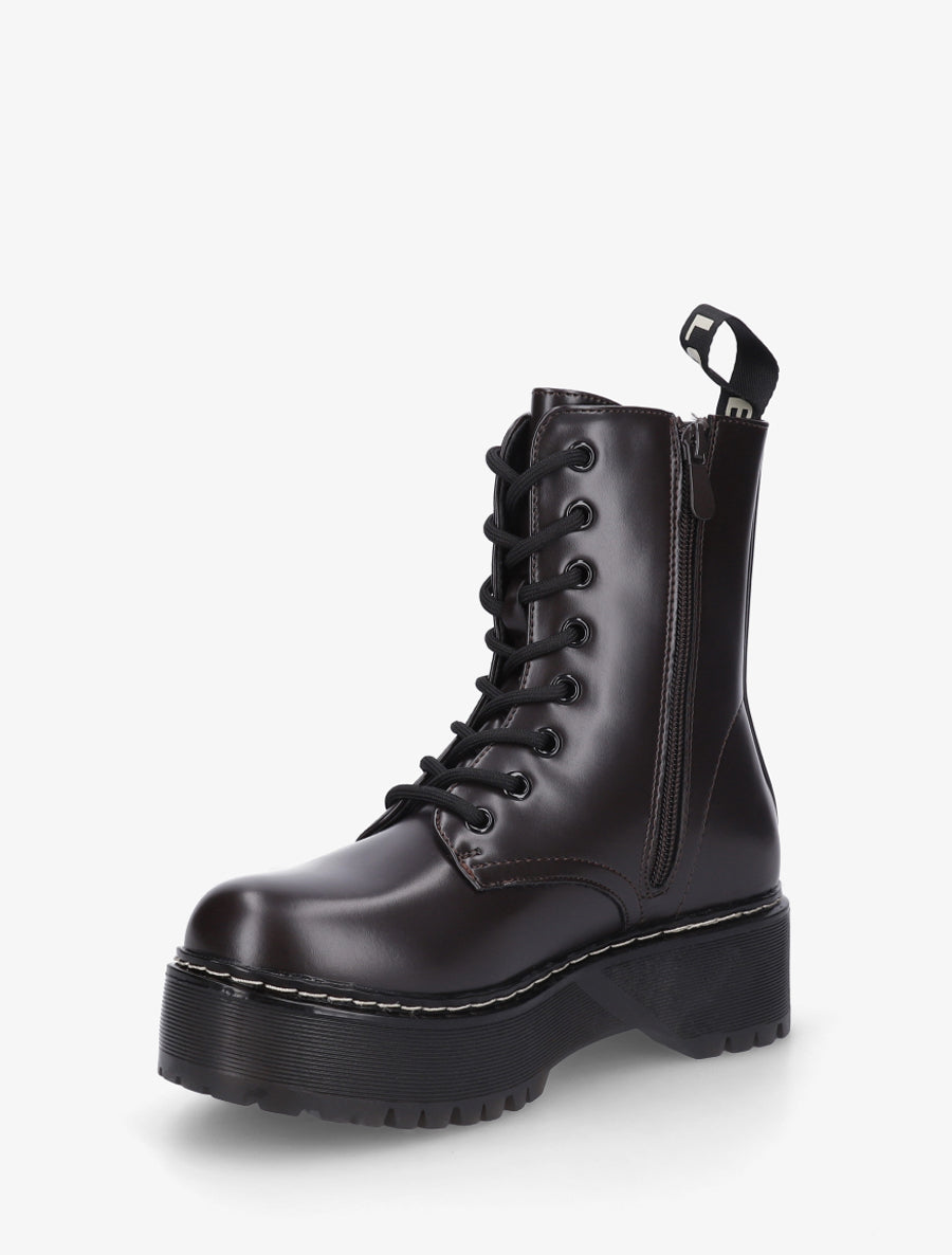 Boots style rangers en simili - Marron - 3