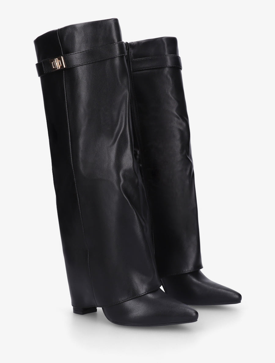 Bottes en simili à revers - Noir - 4