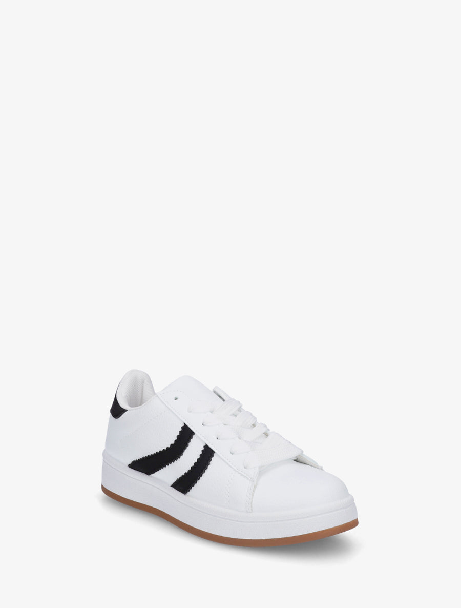 Baskets en simili à bandes contrastantes - Blanc - 2