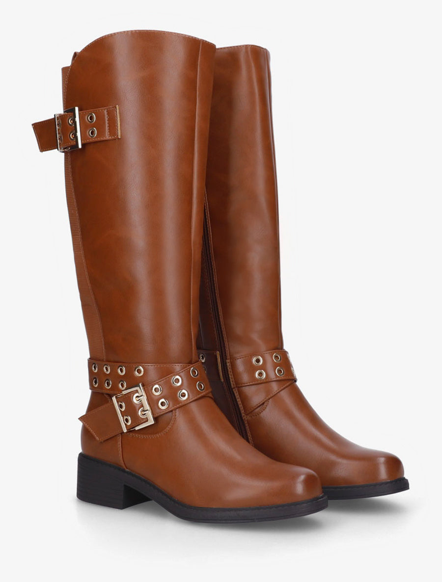 Bottes élastiquées à double sangles - Camel - 4