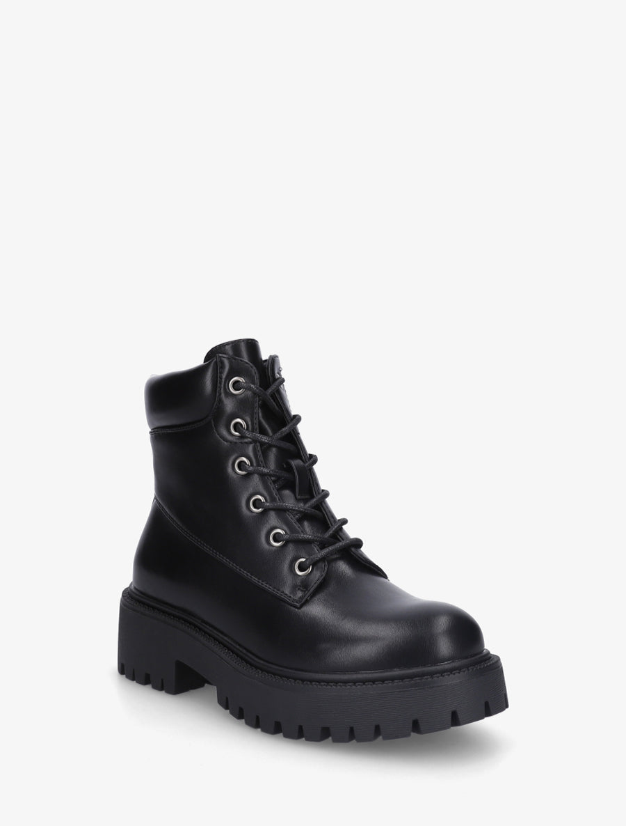 Bottines à lacets en simili - Noir - 2