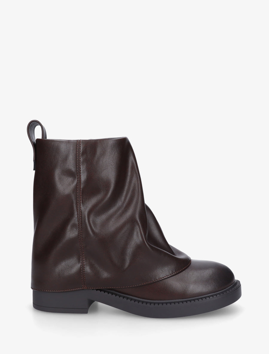 Boots à revers en simili - Marron - 1