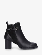 Bottines bi-matière à talon - Noir - 1