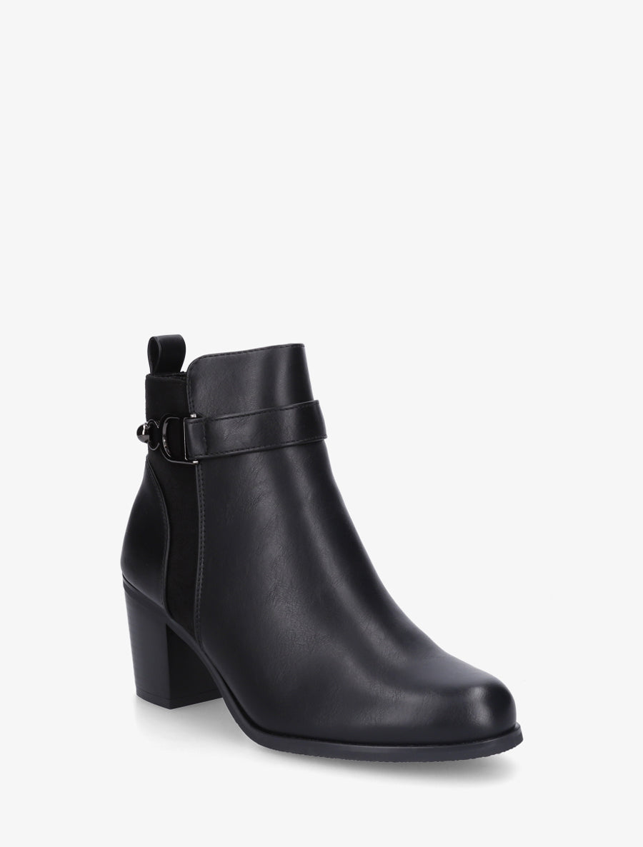 Bottines bimatière à bride latérale - Noir - 2