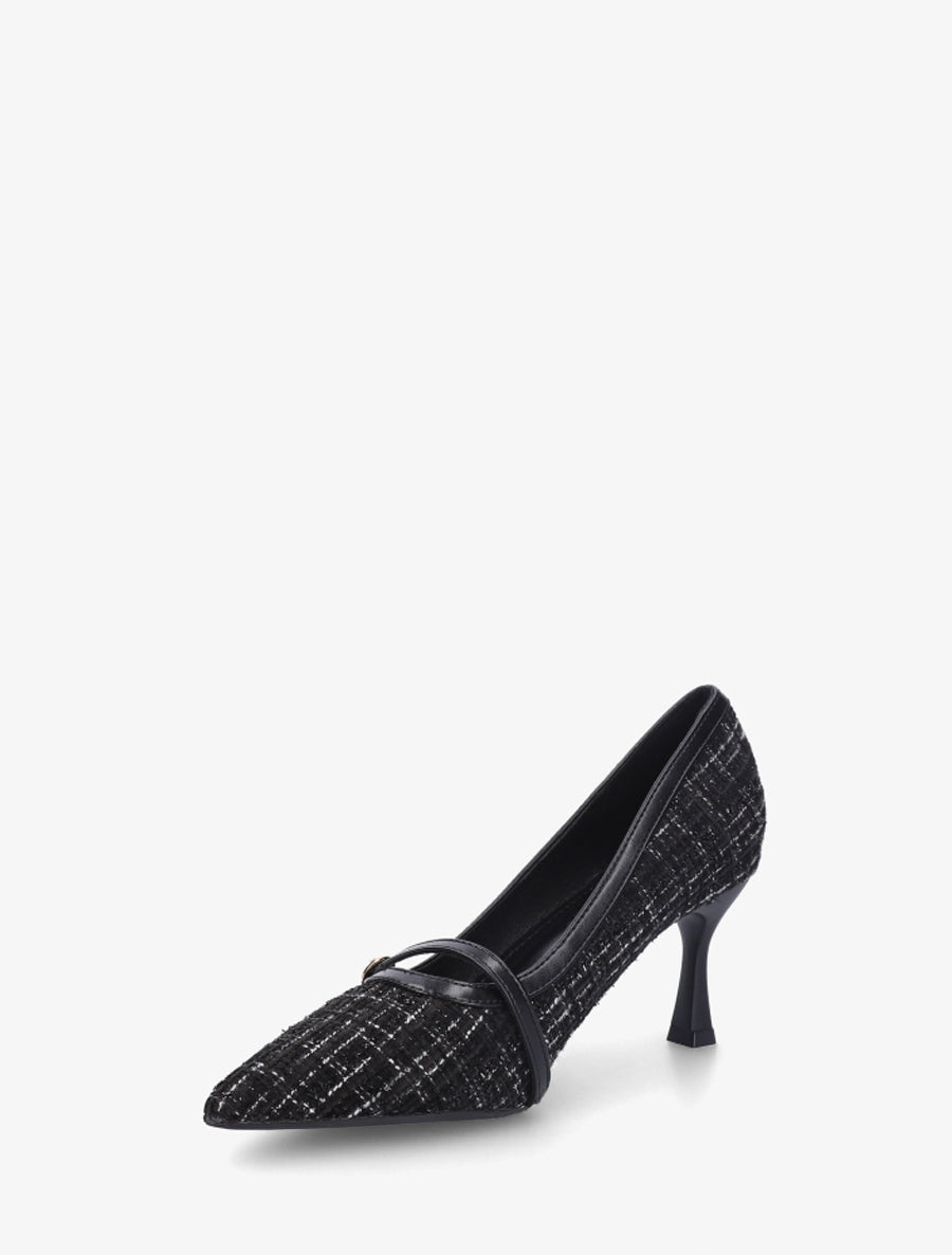 Escarpins en tweed à boucle - Noir - 3
