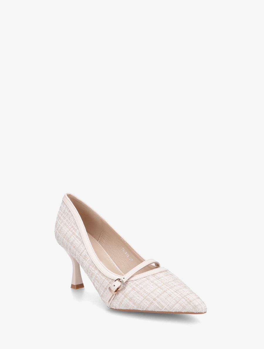 Escarpins en tweed à boucle - Beige - 2