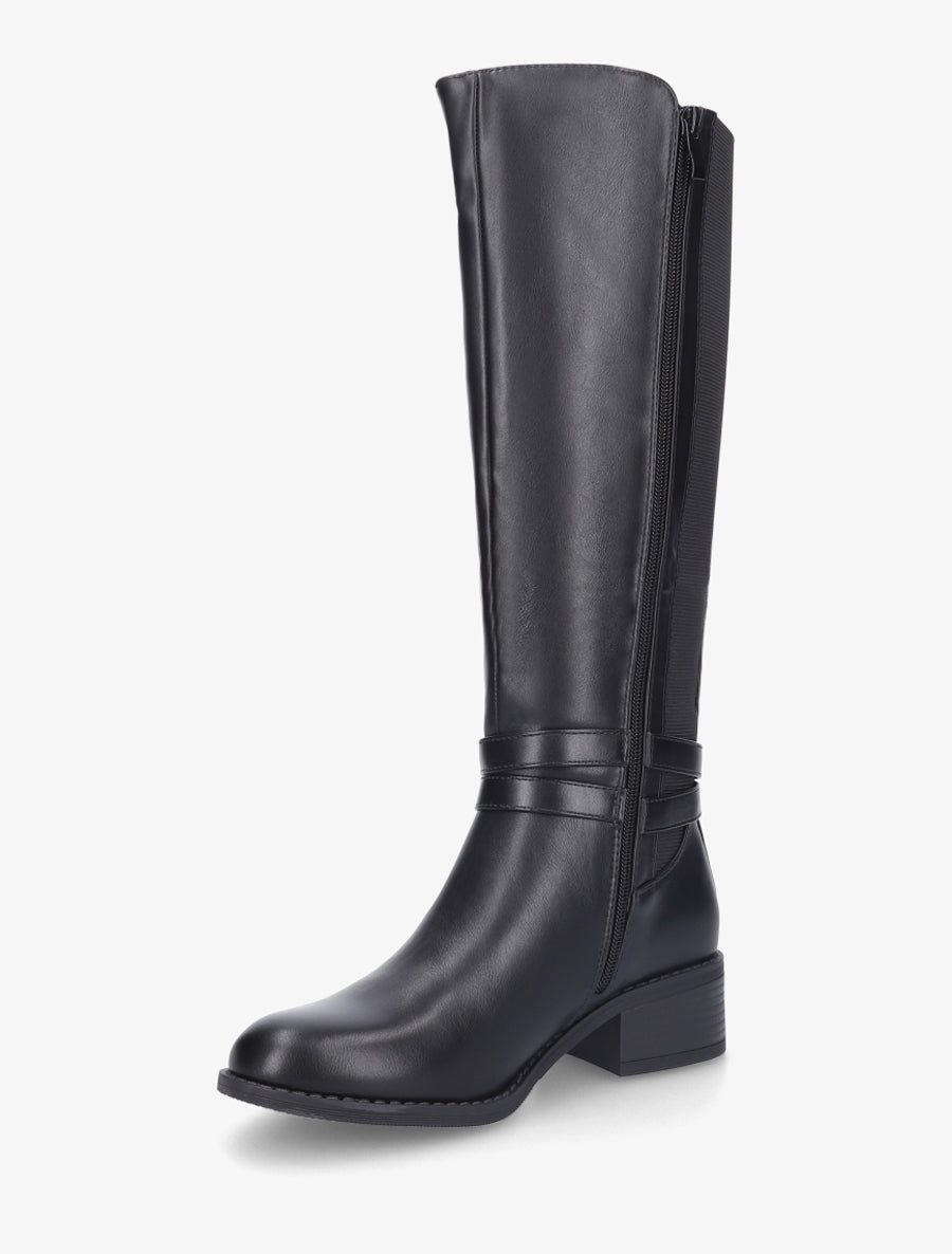 Bottes style cavalière à doucle boucle - Noir - 3