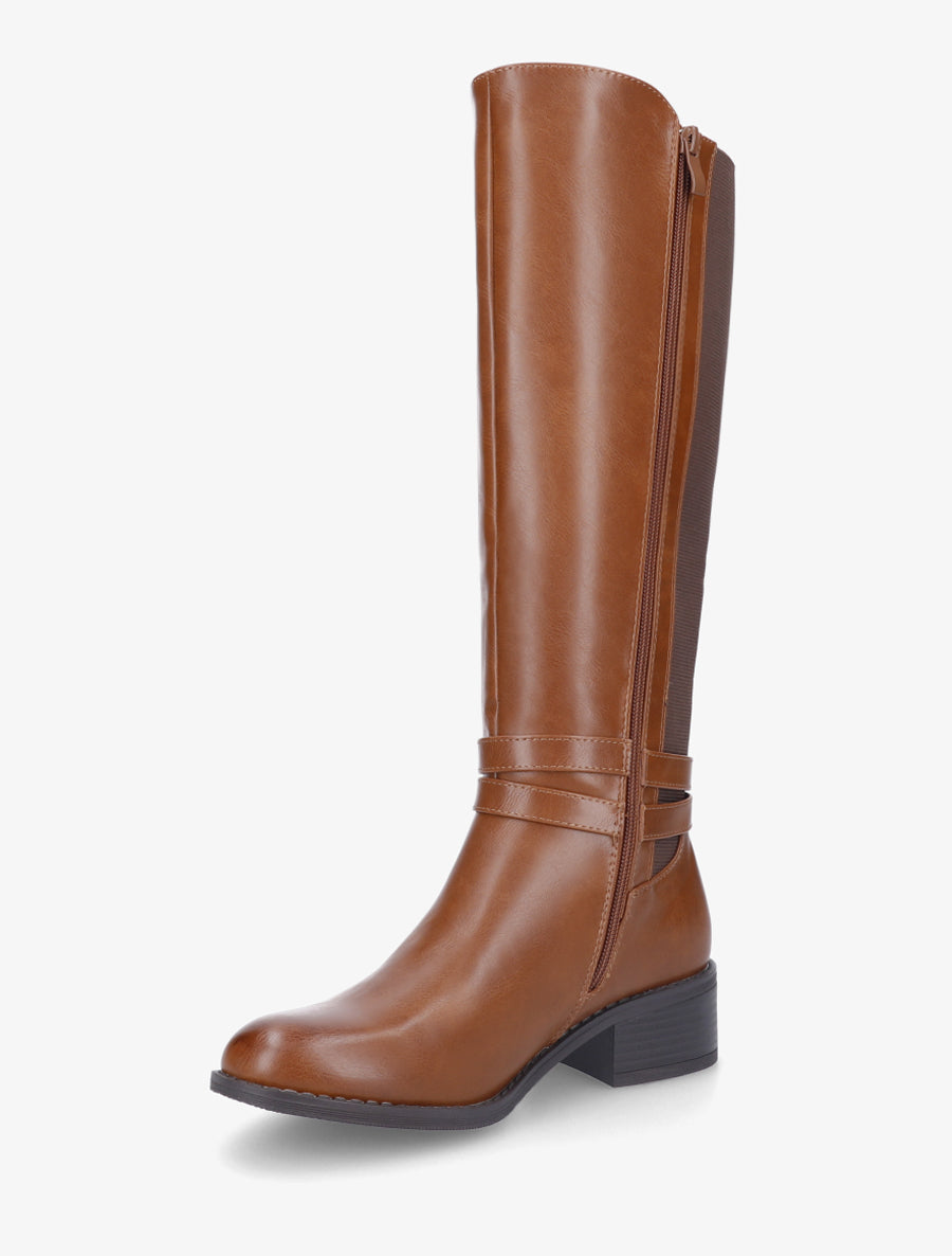 Bottes style cavalière à doucle boucle - Camel - 3