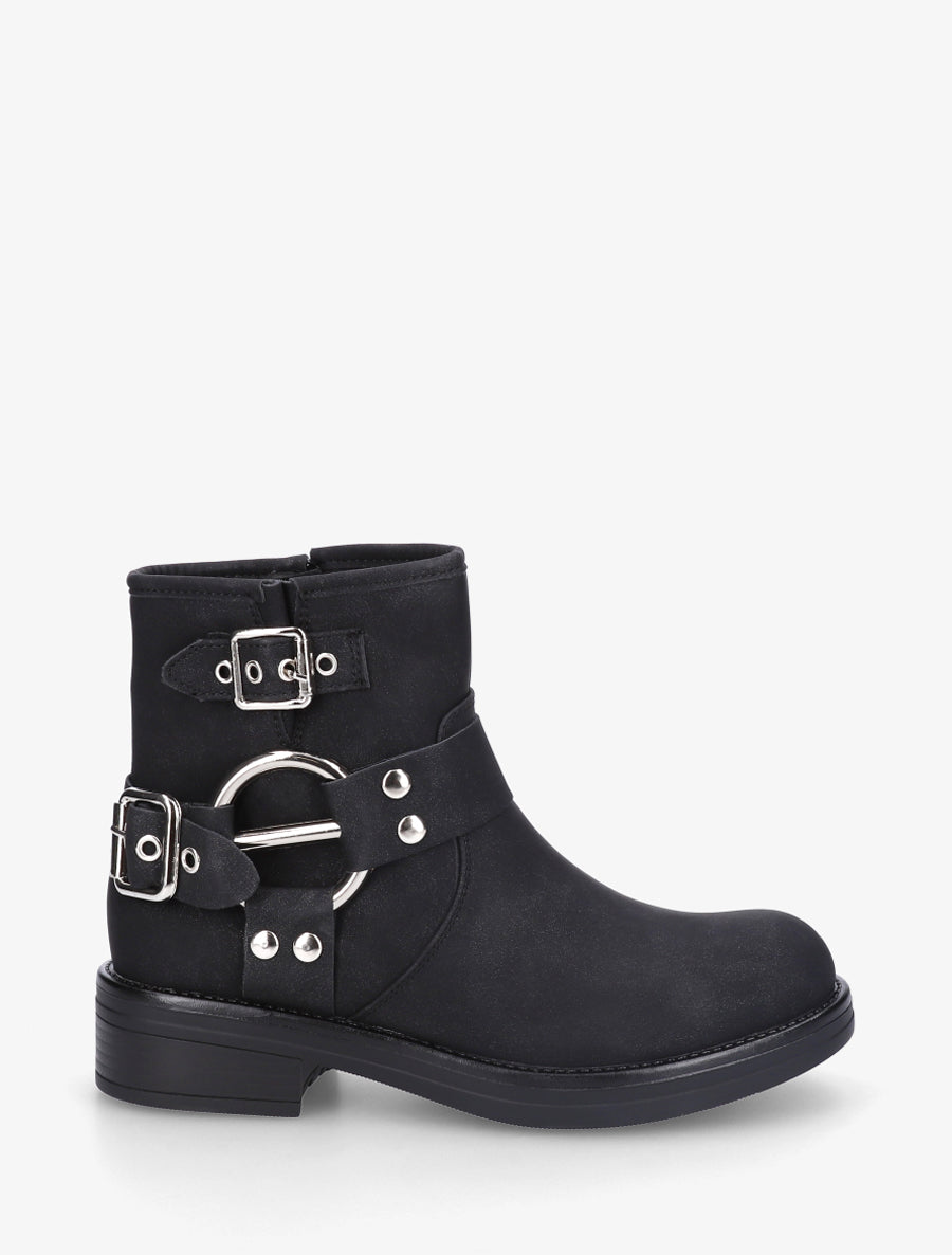 Bottines en suédine à boucle fantaisie - Noir - 1
