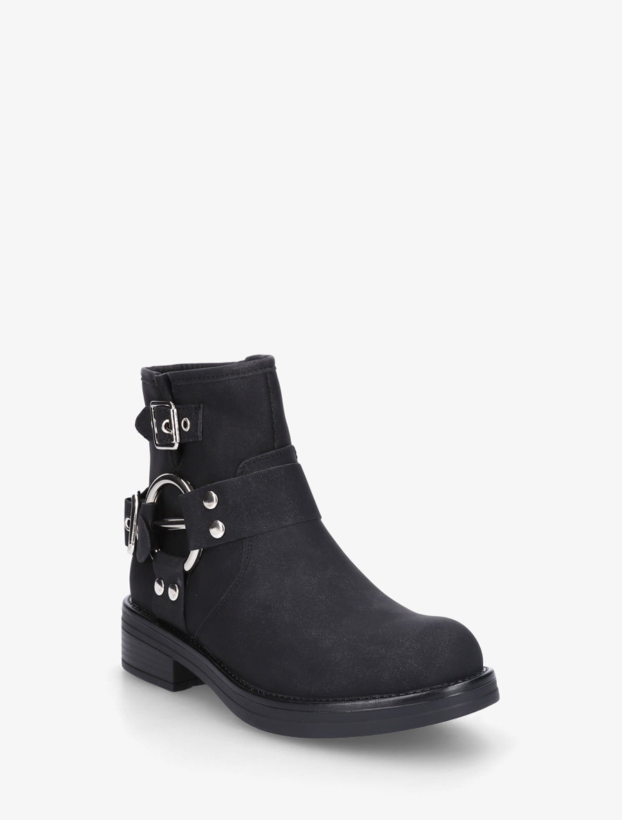 Bottines en suédine à boucle fantaisie - Noir - 2