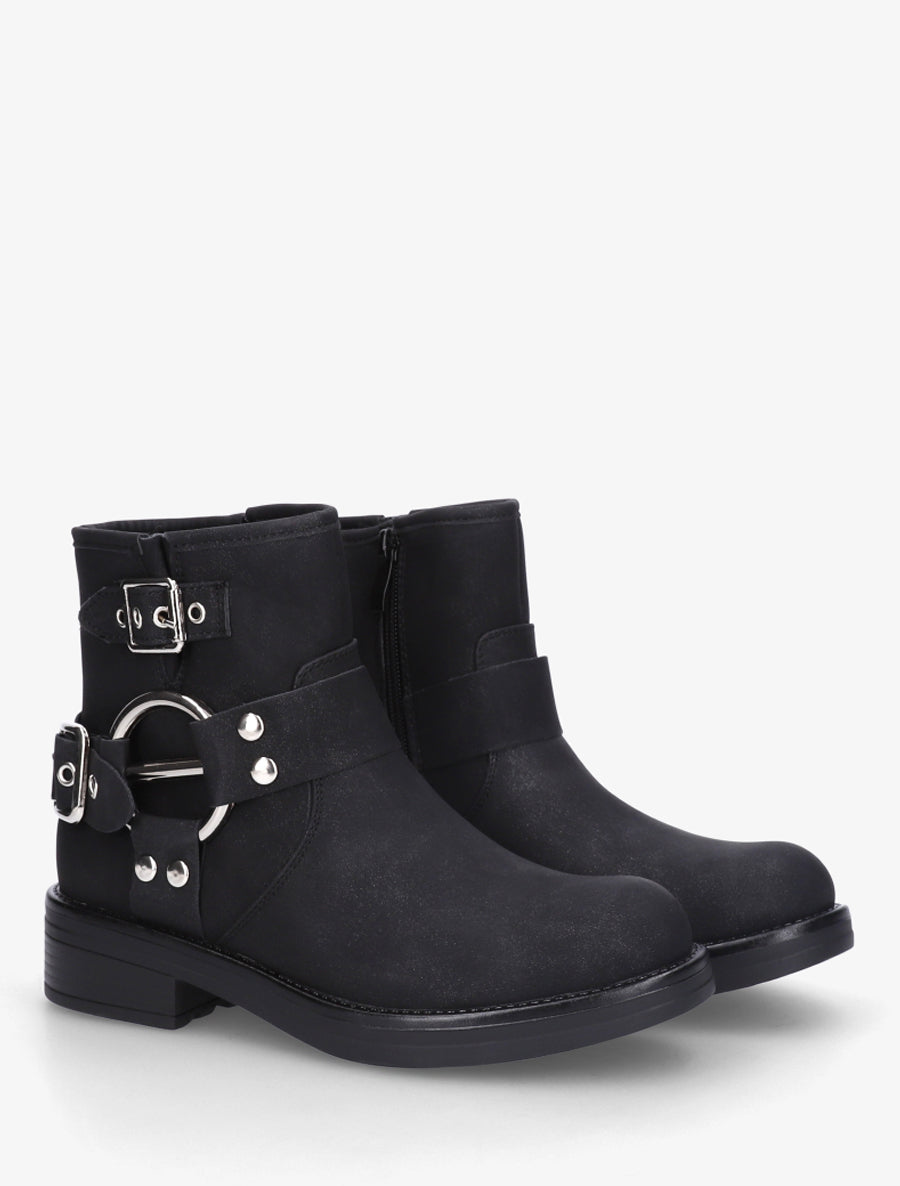 Bottines en suédine à boucle fantaisie - Noir - 4