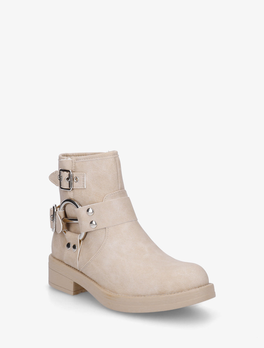 Bottines en suédine à boucle fantaisie - Beige - 2