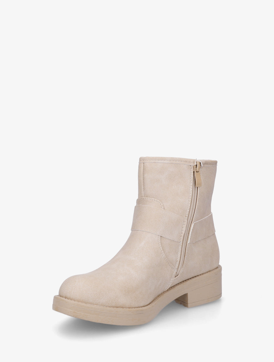 Bottines en suédine à boucle fantaisie - Beige - 3