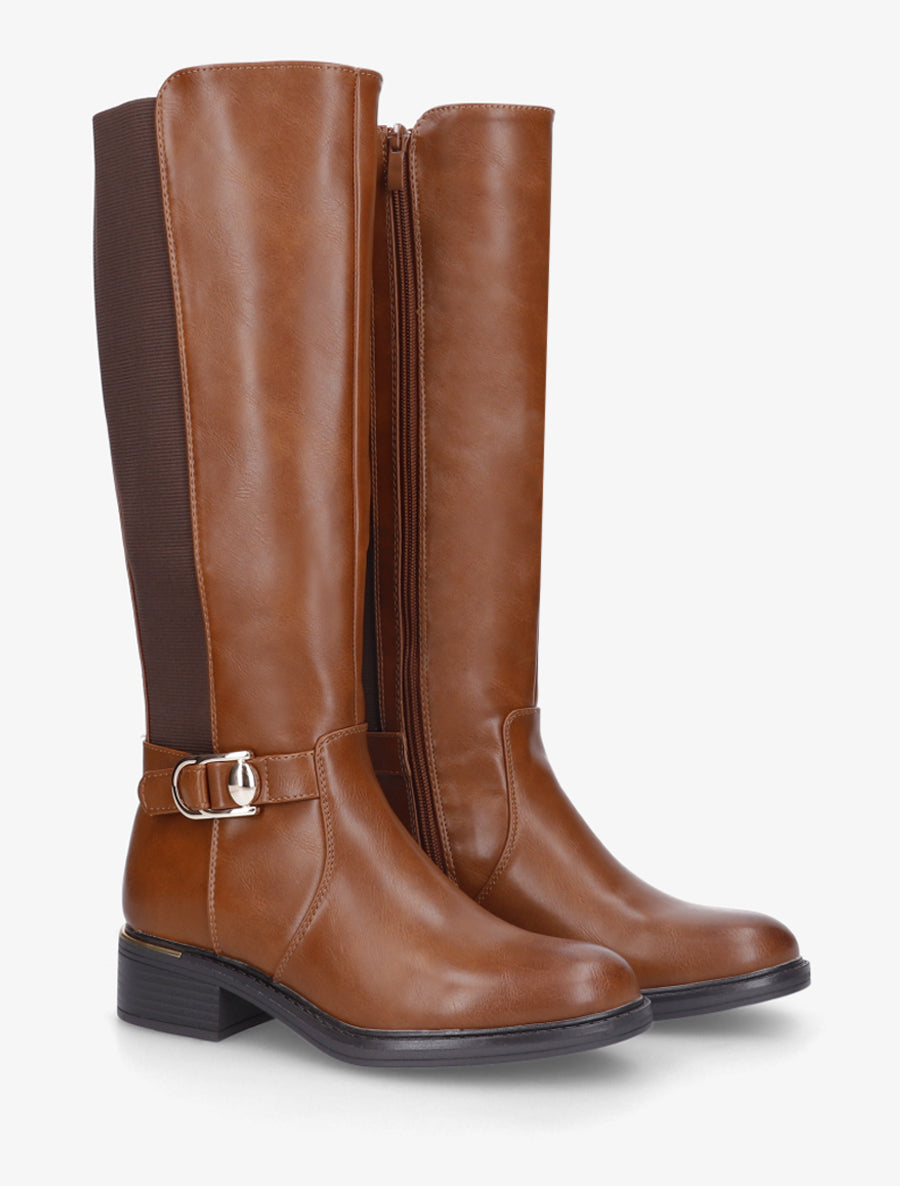 Bottes élastiquées style cavalière - Camel - 4