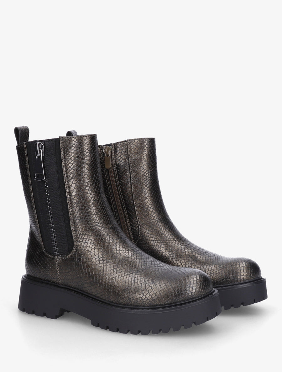 Boots python à zip décoratif - Kaki foncé - 4