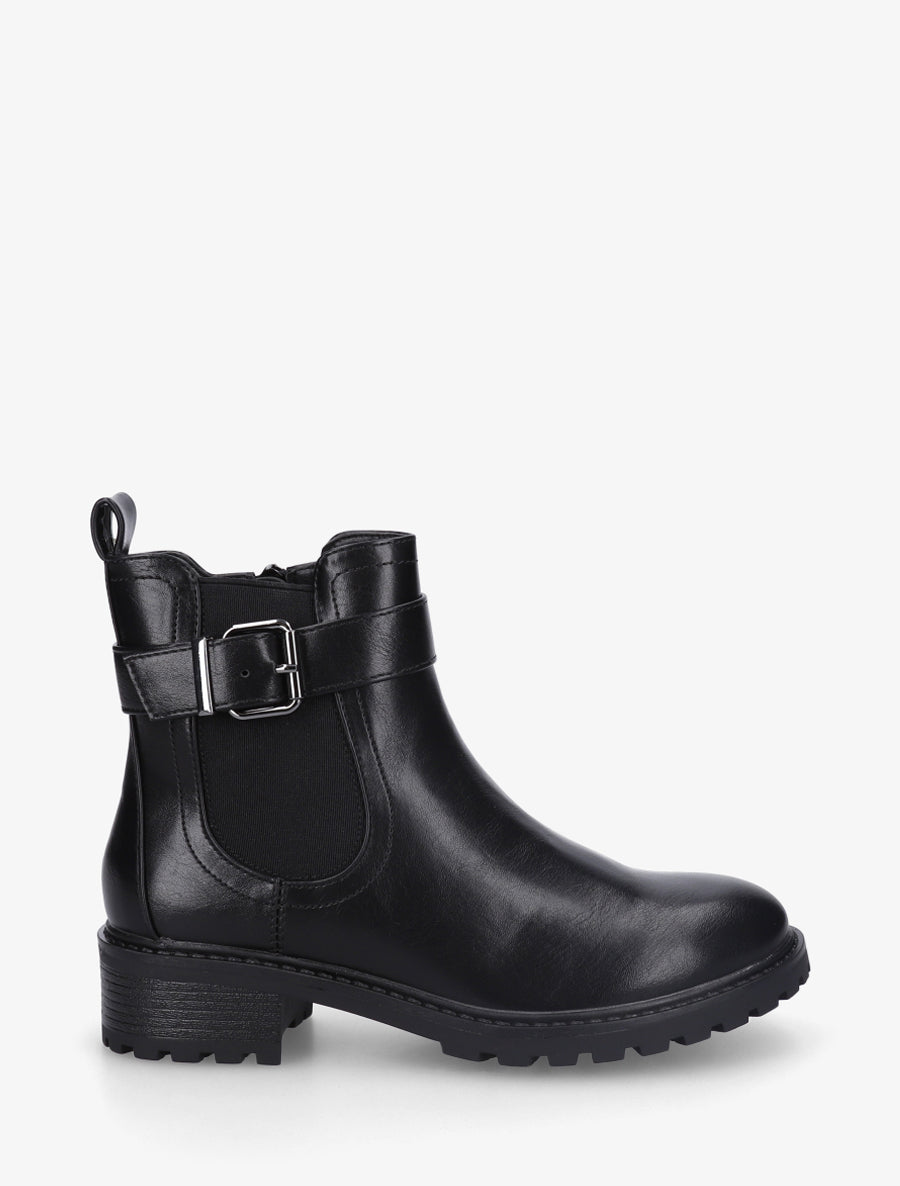 Bottines à boucle et semelle crantée - Noir - 1