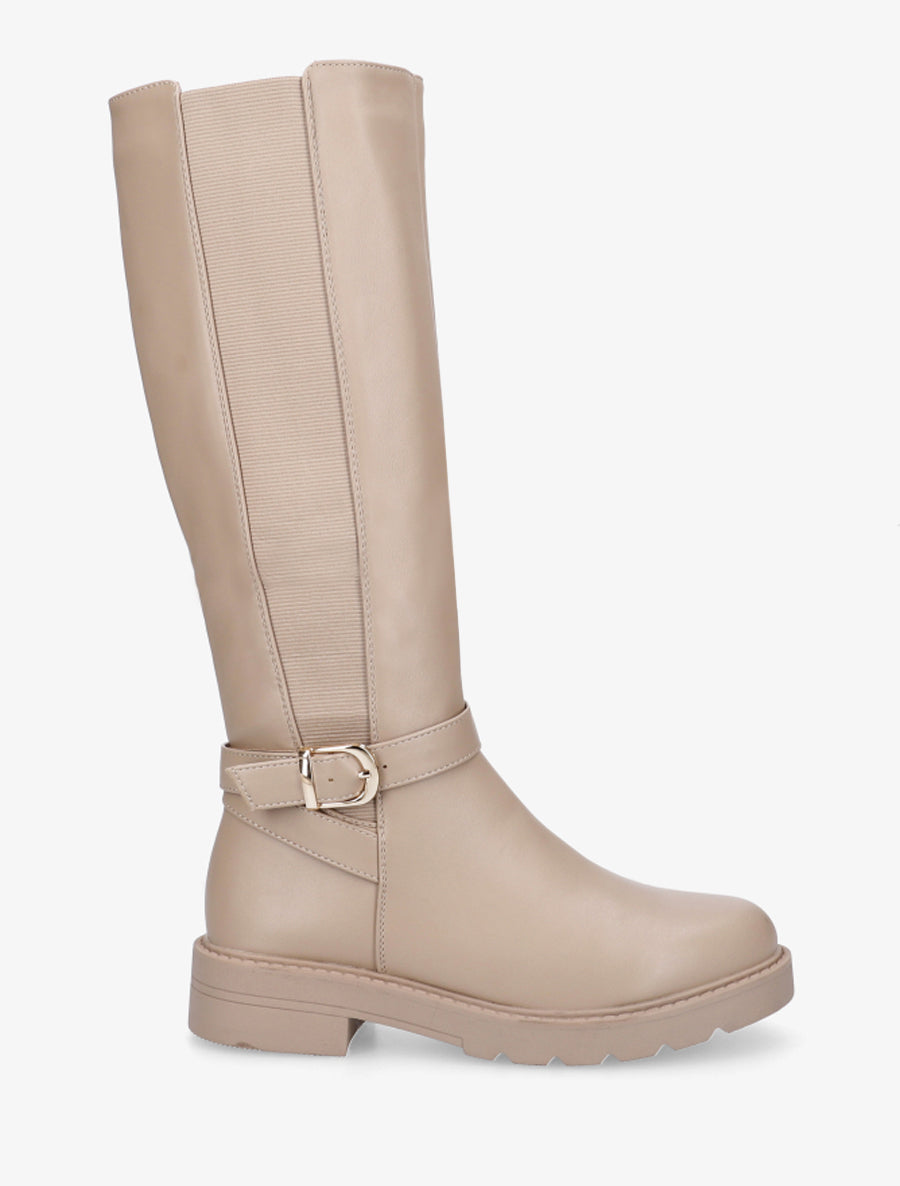Bottes élastiquées à sangle - Taupe - 1