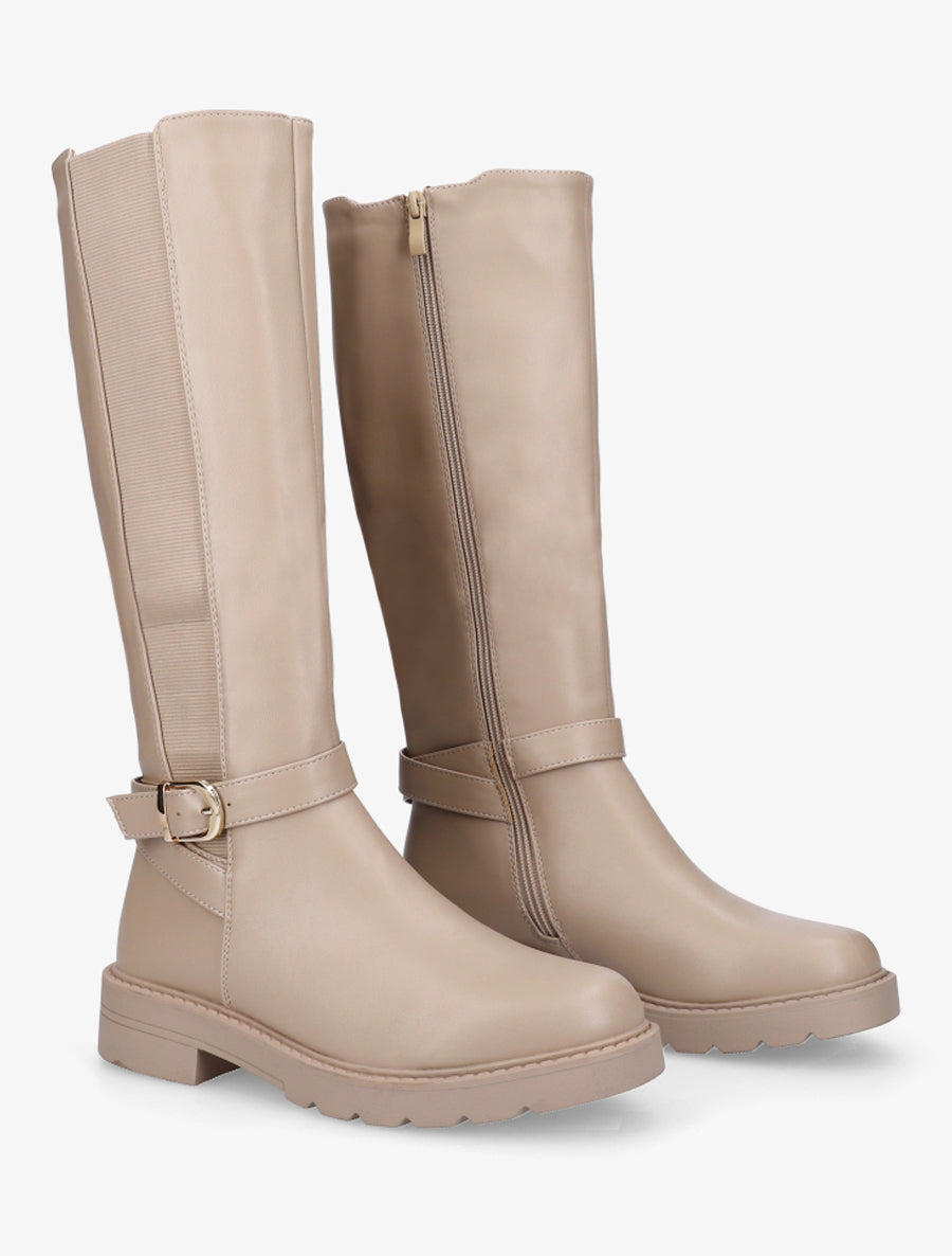 Bottes élastiquées à sangle - Taupe - 4