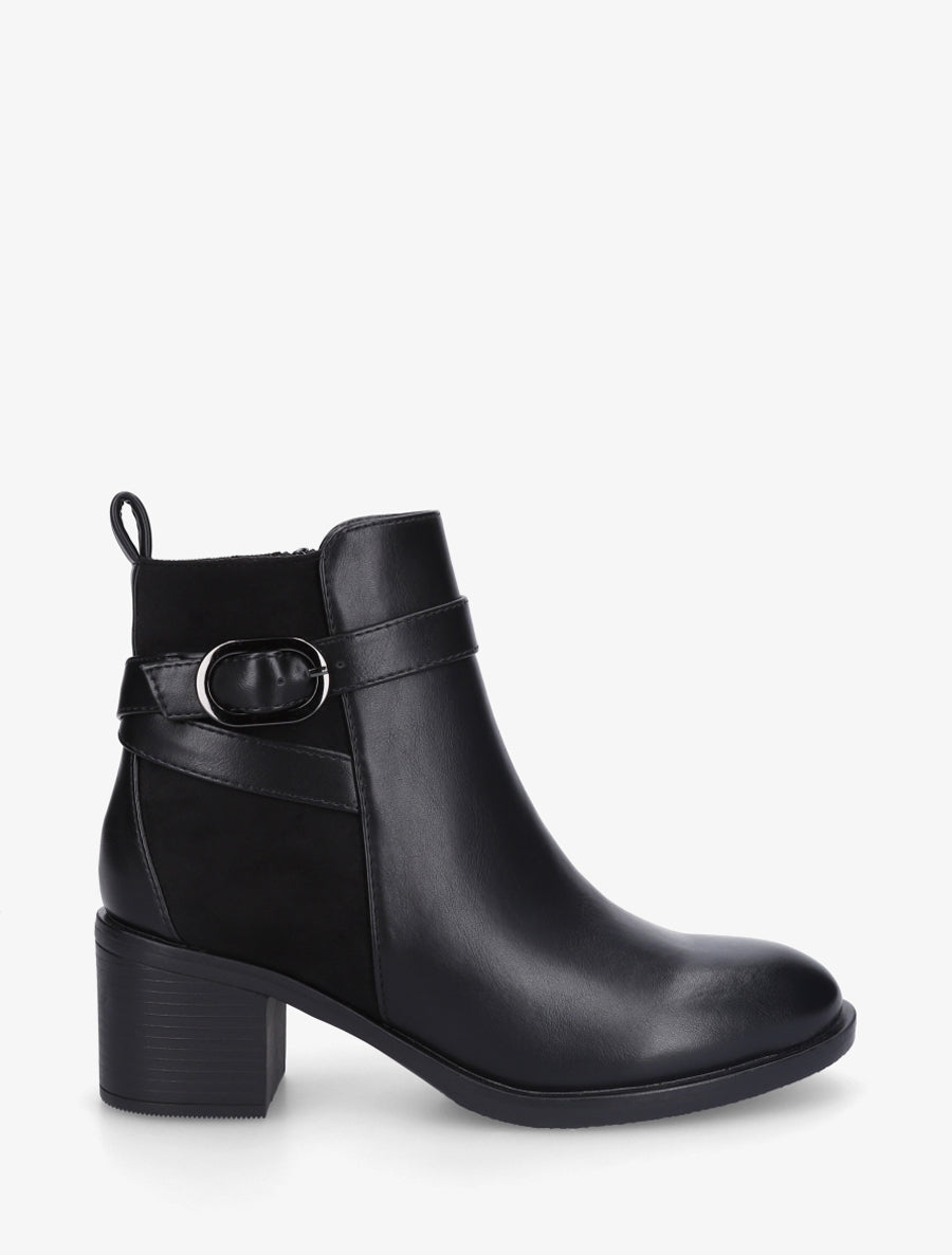 Bottines bimatière à talon - Noir - 1