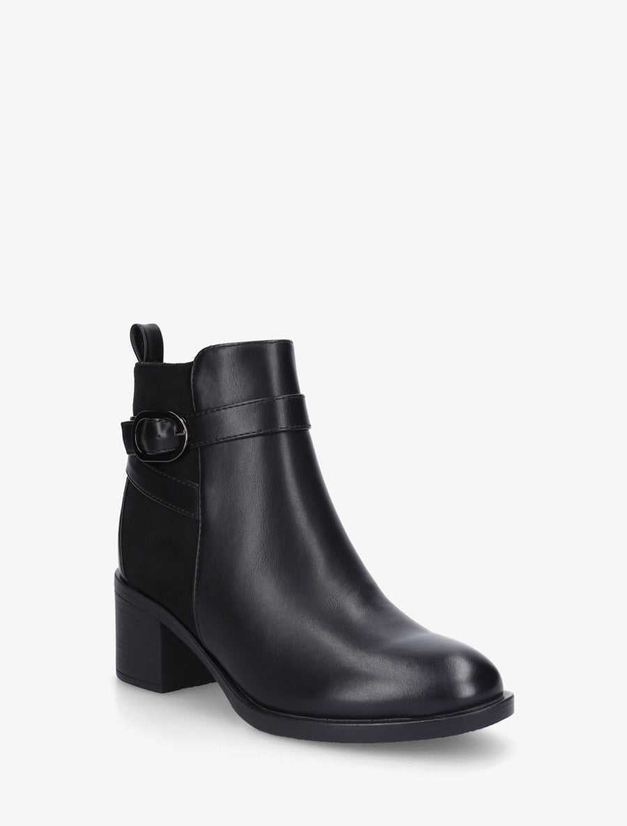 Bottines bimatière à talon - Noir - 2