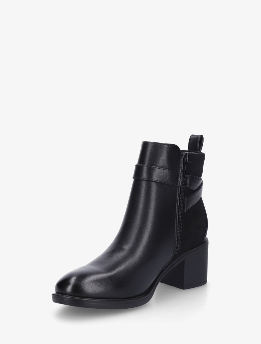 Bottines bimatière à talon - Noir - 3
