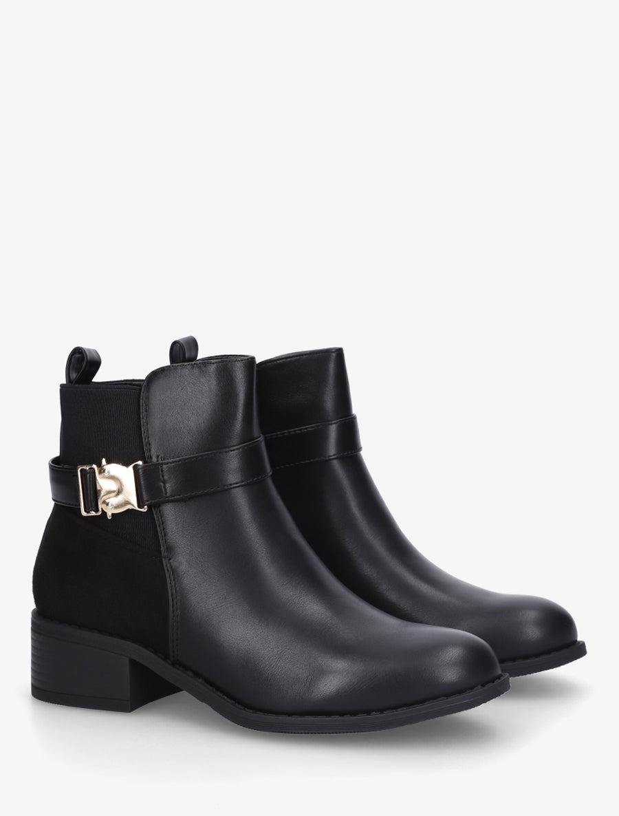 Bottines à empiècement métal - Noir - 4
