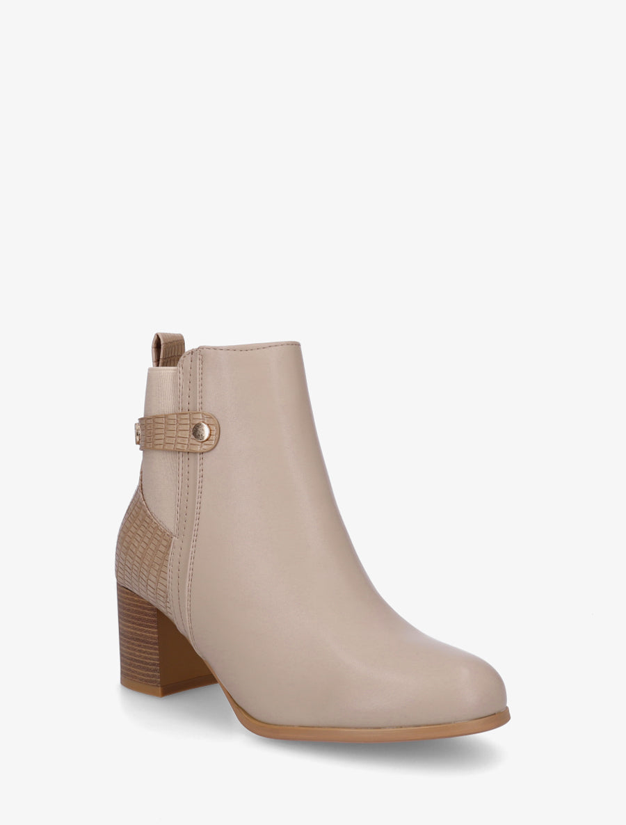 Bottines en simili à contrefort imprimé croco - Taupe - 2