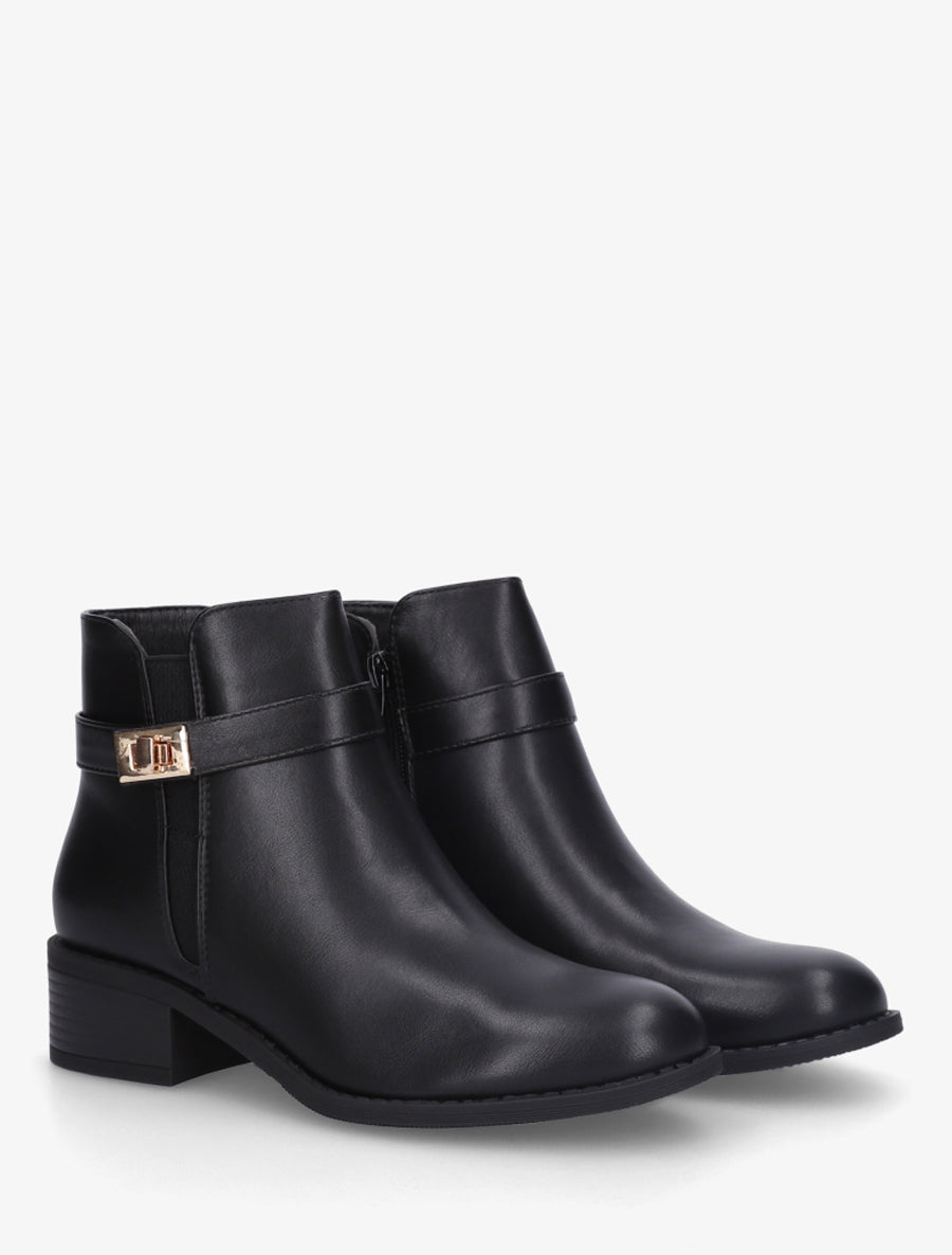 Bottines en simili à cheville élastiquée - Noir - 4