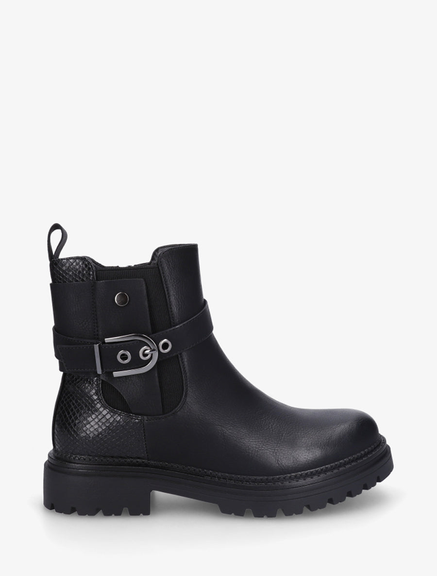Bottines élastiquées à sangle - Noir - 1