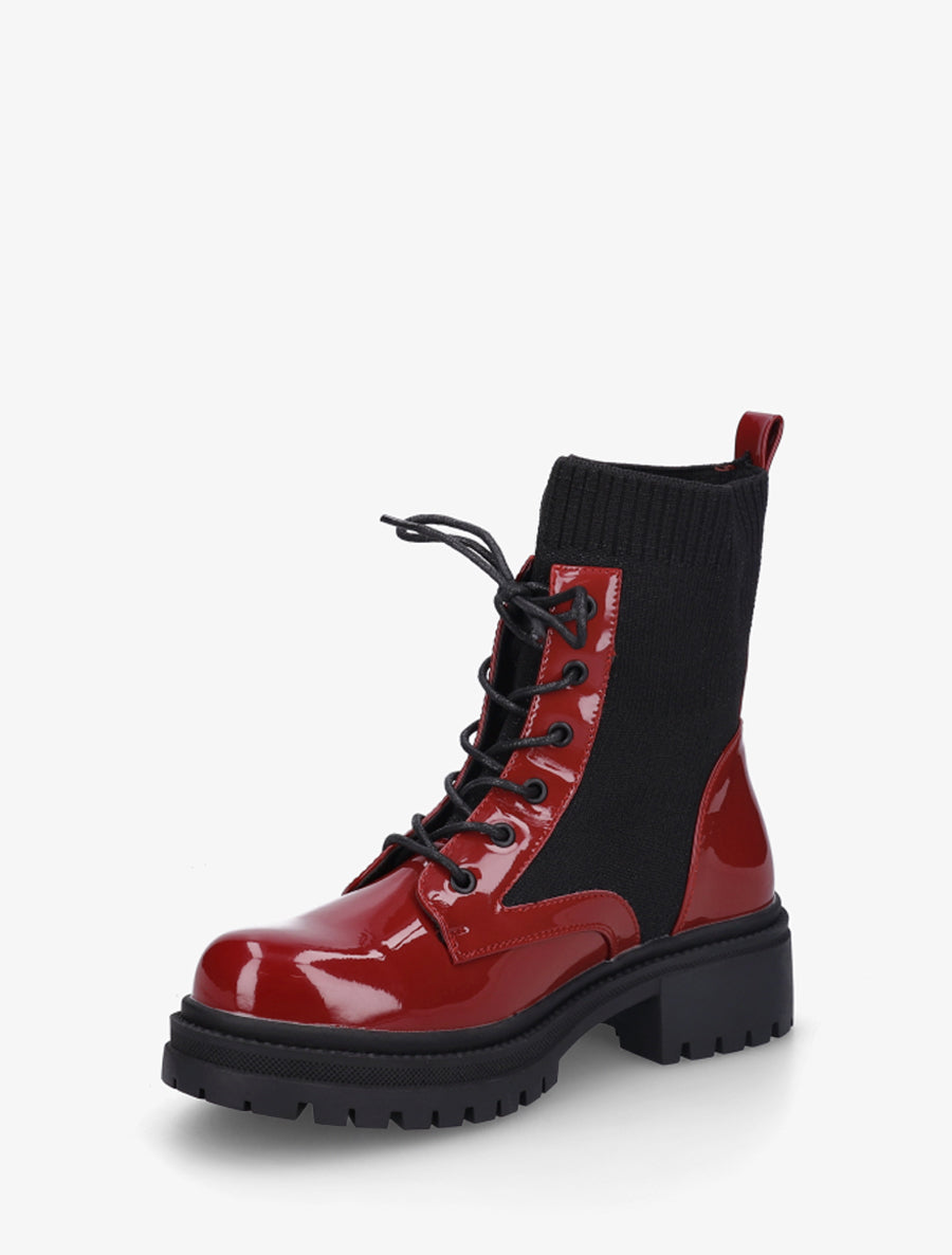 Bottines chaussettes et vernies - Rouge - 3