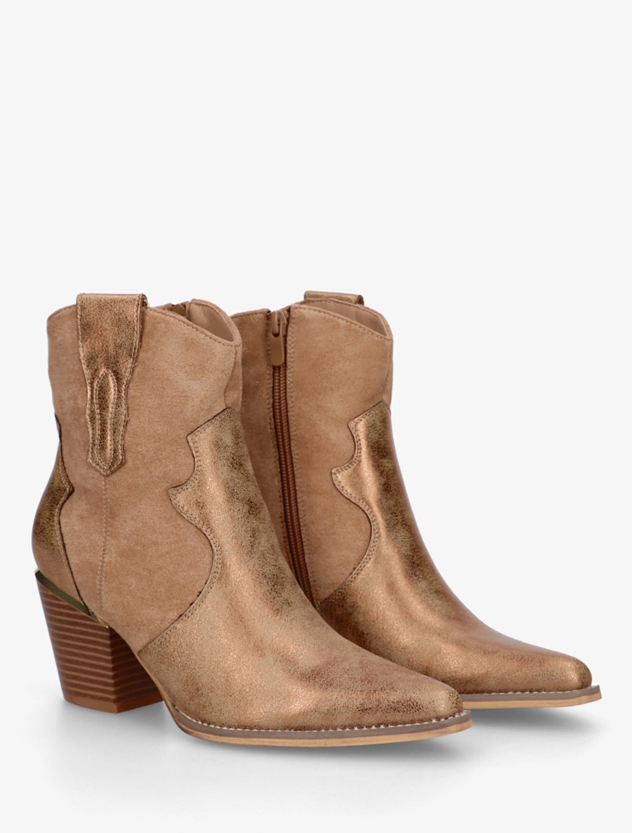 Bottines irisées style santiag - Camel - 4