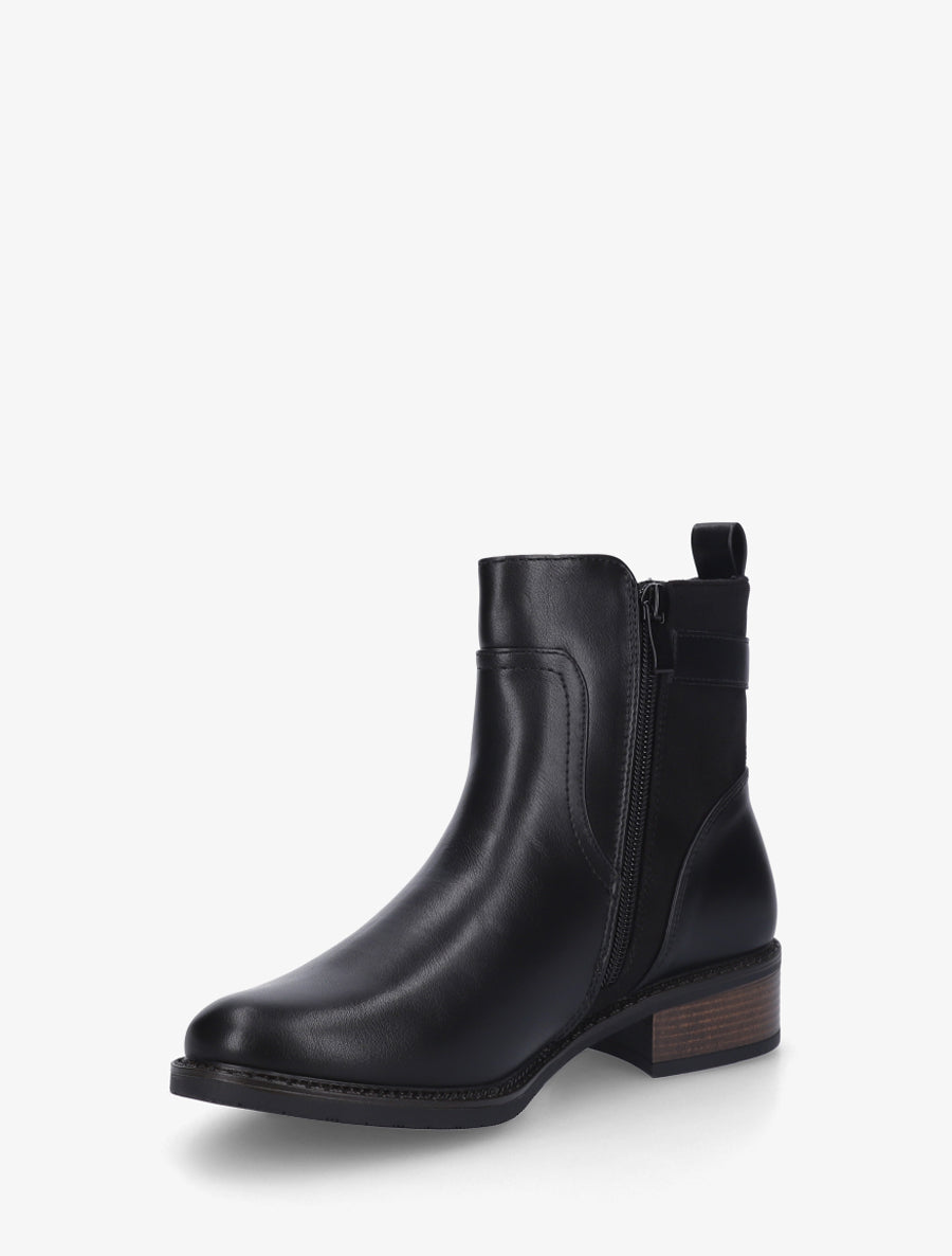 Bottines bi-matière unies - Noir - 3