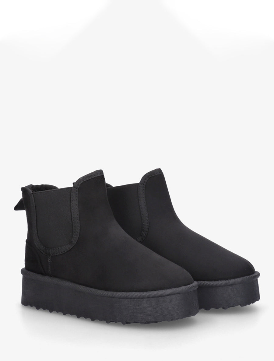 Bottines élastiquées en suédine - Noir - 4