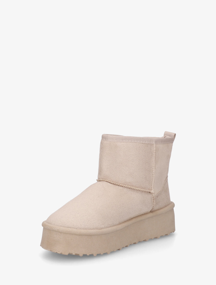 Boots fourrées en suédine - Beige - 3
