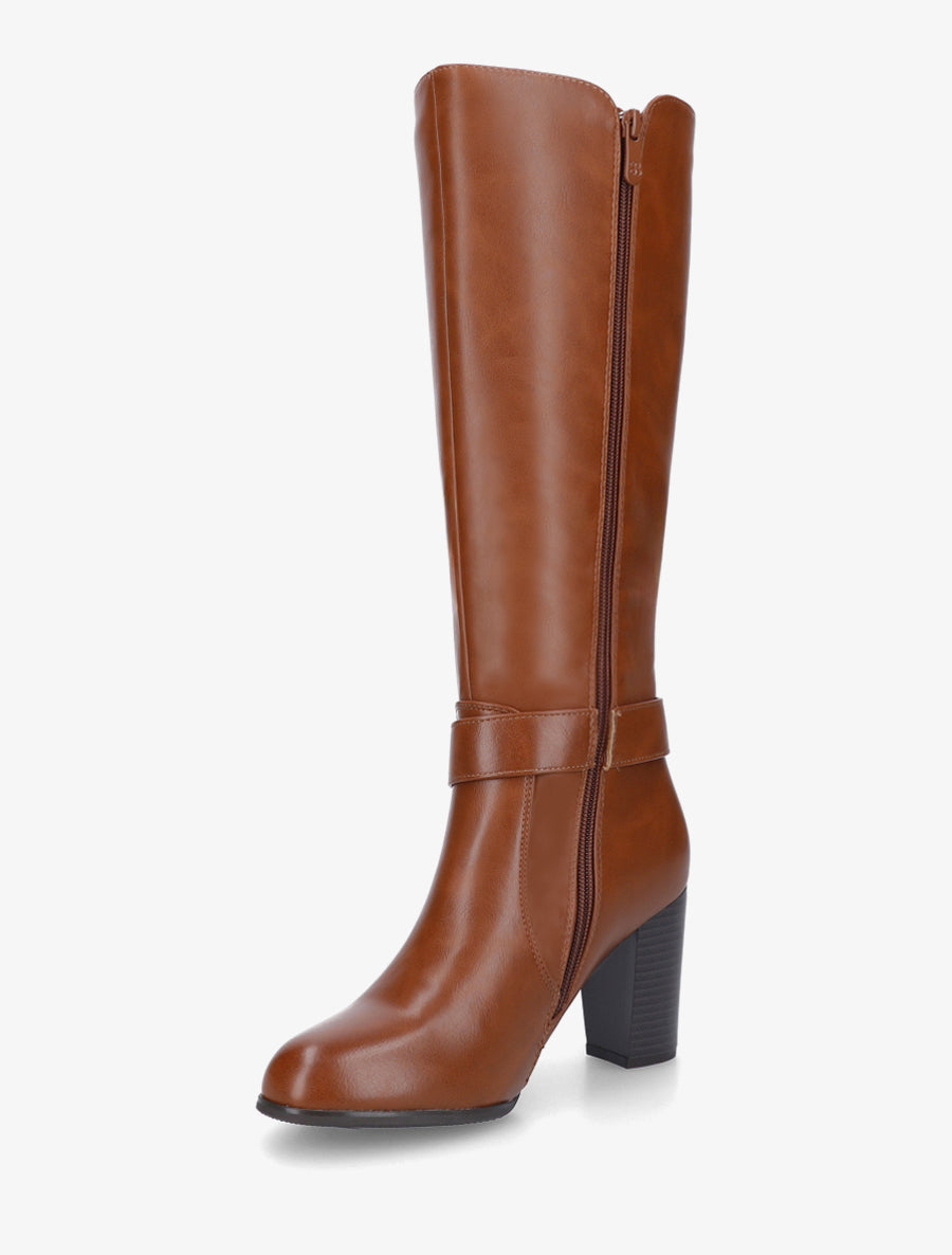 Bottes élastiquées à talon haut - Camel - 3