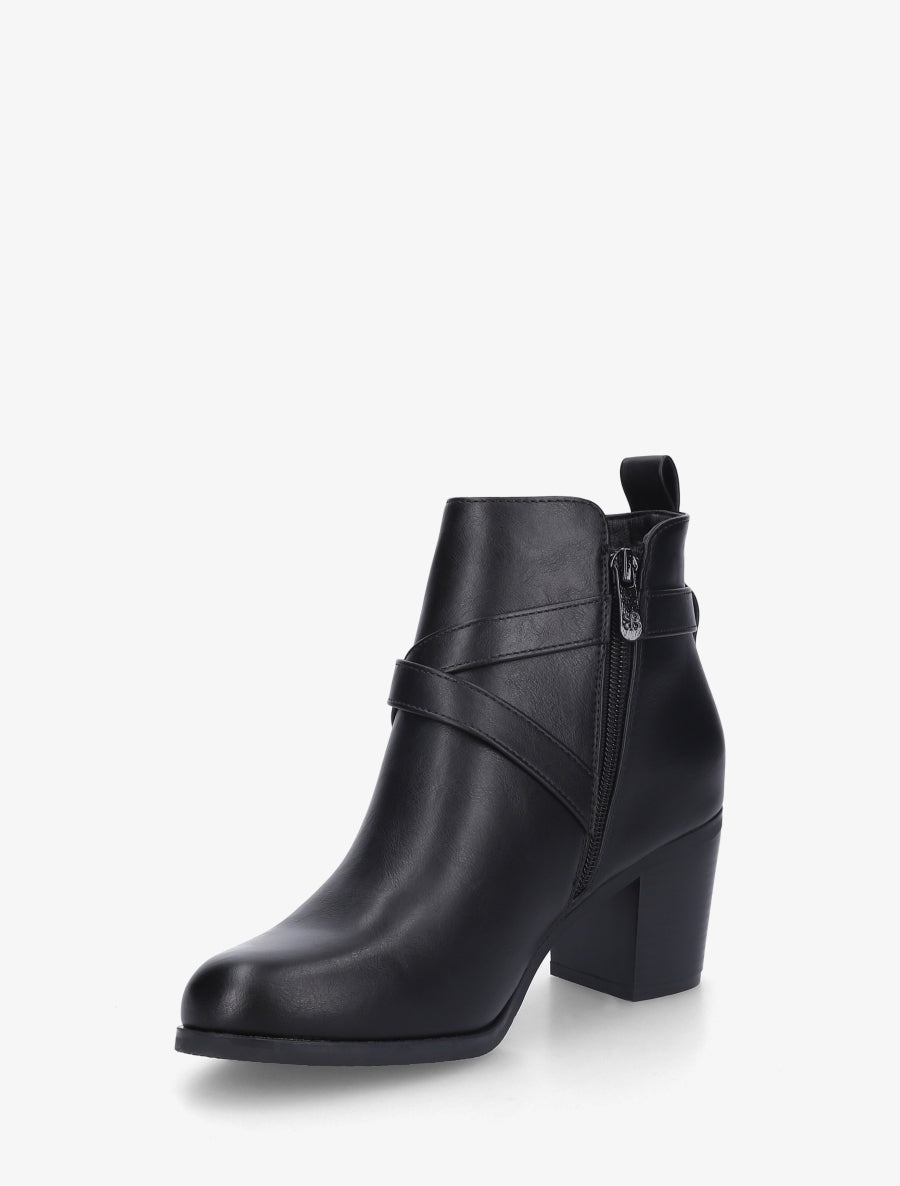 Bottines en simili à sangles - Noir - 3