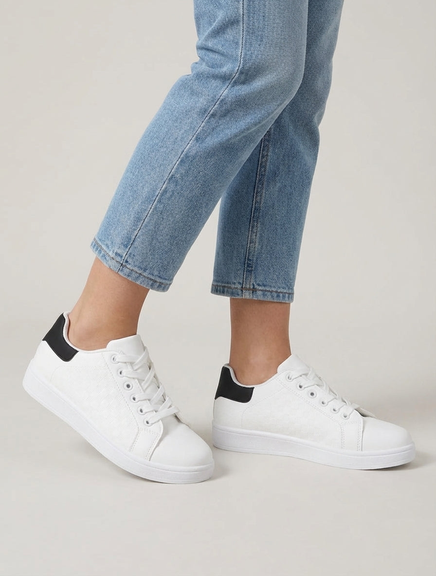 Schoenen van imitatieleer met ruitjesmotief - Zwart/wit