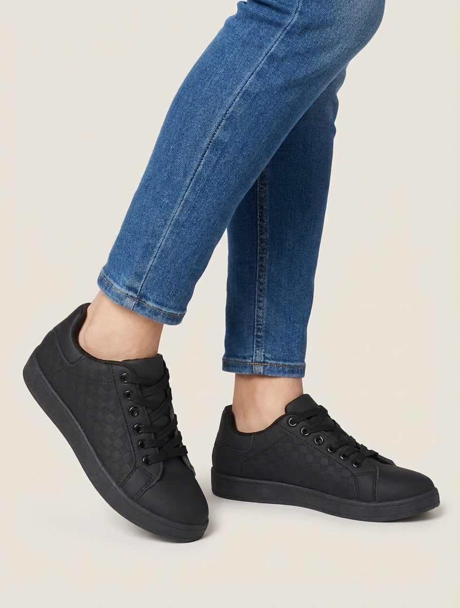 Schoenen van imitatieleer met ruitjesmotief - Zwart