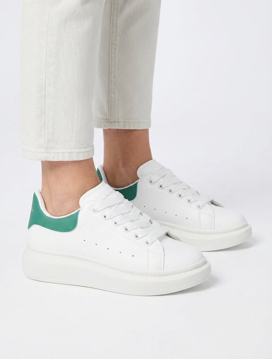 Sneakers met contrasterende hielversteviging - Wit/groen