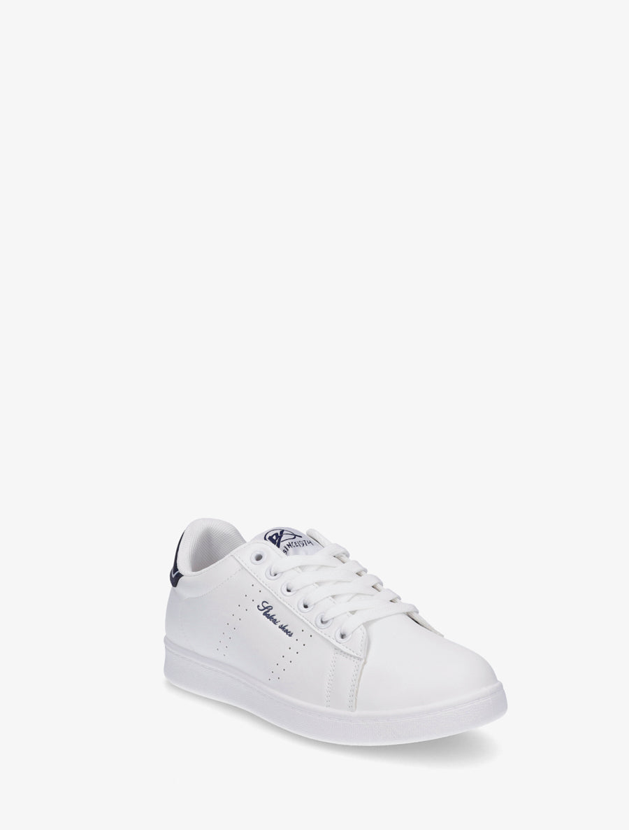 Baskets en simili à inscription brodée - Marine - 2