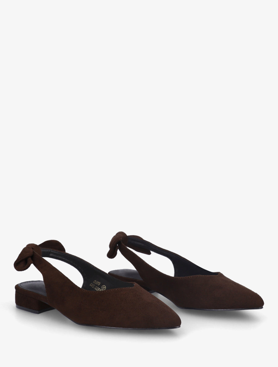 Ballerines en suédine à talon - Chocolat - 4