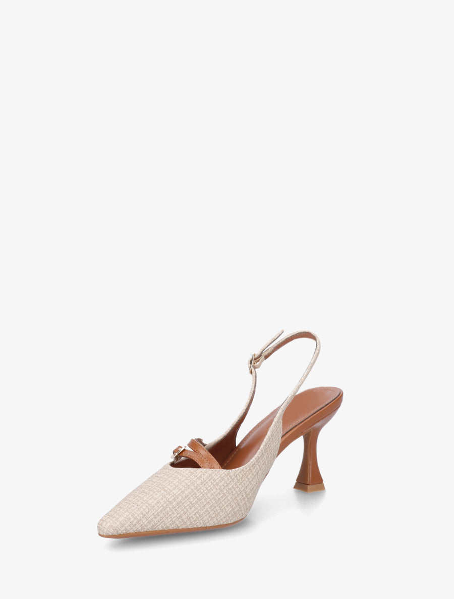 Escarpins en simili texturé à talon - Beige clair - 3